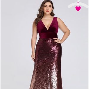 Floor length ombré sequin and velvet dress NWT
